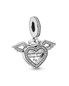 925 Sterling Silver Charms,Pandora Charms,Heart Angel Wings Dangle Charm,Charms for Bracelet,Charms for Pandora Charm Bracelet