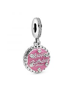925 Sterling Silver Charms,Pink Birthday Cake Dangle Charm,Charms for Pandora Charm Bracelet,Charms for Bracelet,Pandora Charms