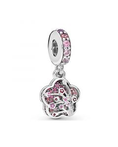 Pandora Charms,Pavé Peach Blossom Flower Charm,Charms for Pandora Charm Bracelet,Charms for Bracelet,925 Sterling Silver Charms