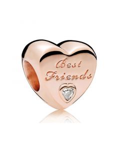 Charms for Bracelet,Charms for Pandora Charm Bracelet,Pandora Charms,925 Sterling Silver Charms,Rose Friendship Heart with Clear CZ Charm