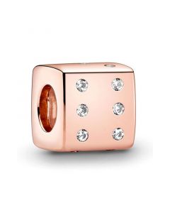 925 Sterling Silver Charms,Charms for Bracelet,Rose Dazzling Dice CZ Charm,Charms for Pandora Charm Bracelet,Pandora Charms