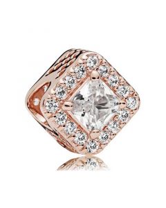 Pandora Charms,925 Sterling Silver Charms,Charms for Pandora Charm Bracelet,Rose Clear CZ Geometric Radiance Charm,Charms for Bracelet