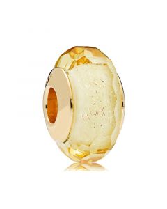 Faceted Golden Murano Glass Charm,Charms for Pandora Charm Bracelet,Charms for Bracelet,Pandora Charms,925 Sterling Silver Charms