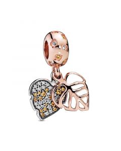 Charms for Bracelet,Rose Sparkling Leaves Dangle Charm,Charms for Pandora Charm Bracelet,925 Sterling Silver Charms,Pandora Charms