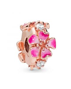 Pandora Charms,Charms for Bracelet,Charms for Pandora Charm Bracelet,925 Sterling Silver Charms,Rose Peach Blossom Flower Clip Charm