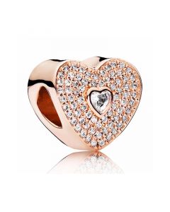 Charms for Bracelet,Heart Rose Charm with Clear Cubic Zirconia,Pandora Charms,925 Sterling Silver Charms,Charms for Pandora Charm Bracelet