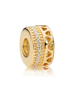 Openwork Hearts Gold Plated Spacer Charm,Pandora Charms,Charms for Pandora Charm Bracelet,Charms for Bracelet,925 Sterling Silver Charms