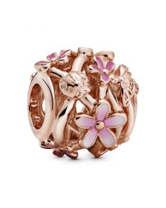Charms for Bracelet,Pandora Charms,Charms for Pandora Charm Bracelet,925 Sterling Silver Charms,Rose Openwork Pink Daisy Flower Charm