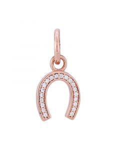 Horseshoe Dangle Rose Gold Plated Pave CZ Charm,Charms for Pandora Charm Bracelet,Pandora Charms,925 Sterling Silver Charms