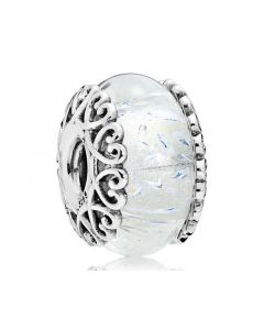 Iridescent White Snow Murano Glass Charm,Charms for Bracelet,925 Sterling Silver Charms,Pandora Charms,Charms for Pandora Charm Bracelet