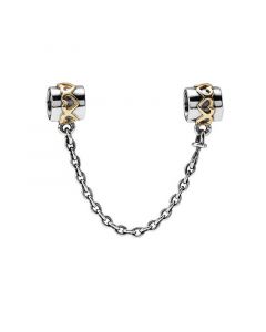 Charms for Pandora Charm Bracelet,Pandora Charms,Charms for Bracelet,Two Tone Heart Safety Chain,925 Sterling Silver Charms