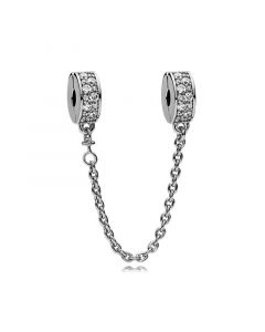 Charms for Bracelet,Charms for Pandora Charm Bracelet,Pandora Charms,925 Sterling Silver Charms,Clear CZ Elegance Safety Chain