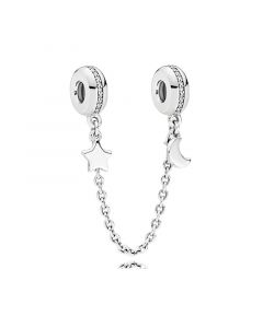 Charms for Bracelet,Pandora Charms,Charms for Pandora Charm Bracelet,Personal Galaxy Safety Chain,925 Sterling Silver Charms