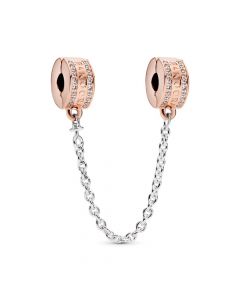 Logo Rose Gold Safety Chain,Charms for Pandora Charm Bracelet,Charms for Bracelet,925 Sterling Silver Charms,Pandora Charms