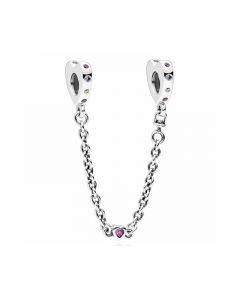 925 Sterling Silver Charms,Bright Hearts Safety Chain,Pandora Charms,Charms for Pandora Charm Bracelet,Charms for Bracelet