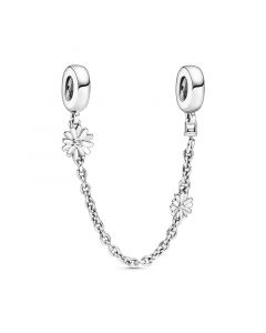 Daisy Flower Safety Chain Charm,Charms for Bracelet,925 Sterling Silver Charms,Charms for Pandora Charm Bracelet,Pandora Charms