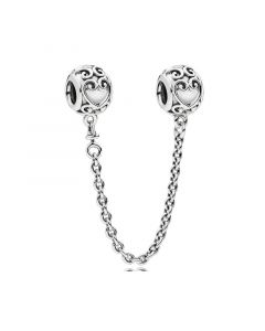 925 Sterling Silver Charms,Pandora Charms,Charms for Pandora Charm Bracelet,Charms for Bracelet,Enchanted Heart Safety Chain