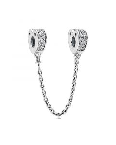 925 Sterling Silver Charms,Pandora Charms,Charms for Pandora Charm Bracelet,Charms for Bracelet,Sparkling Arcs of Love Safety Chain
