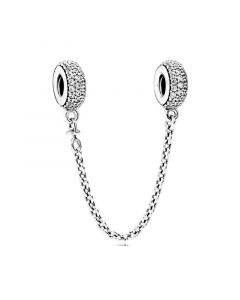 Pandora Charms,Pavé Inspiration Clear CZ Safety Chain,925 Sterling Silver Charms,Charms for Pandora Charm Bracelet,Charms for Bracelet