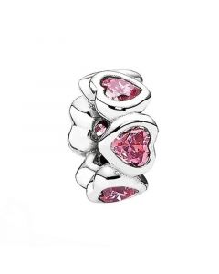 Charms for Pandora Charm Bracelet,Pink Sparkling Heart Spacer,Pandora Charms,925 Sterling Silver Charms,Charms for Bracelet