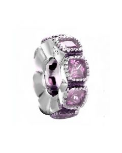 925 Sterling Silver Charms,Charms for Bracelet,Pandora Charms,Charms for Pandora Charm Bracelet,Alluring Cushion Purple CZ Spacer