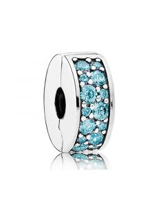925 Sterling Silver Charms,Pandora Charms,Charms for Pandora Charm Bracelet,Charms for Bracelet,Shining Elegance Teal CZ Clip