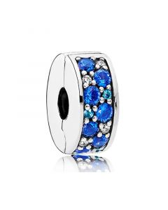 Charms for Bracelet,Pandora Charms,925 Sterling Silver Charms,Blue CZ Shining Elegance Clip,Charms for Pandora Charm Bracelet
