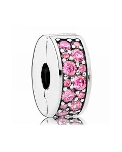 Pandora Charms,Pink CZ Shining Elegance Clip,Charms for Bracelet,Charms for Pandora Charm Bracelet,925 Sterling Silver Charms