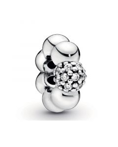 Polished Pavé Bead Spacer Charm,925 Sterling Silver Charms,Charms for Pandora Charm Bracelet,Pandora Charms,Charms for Bracelet