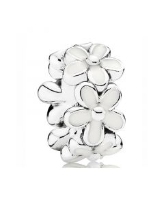 Darling Daisies White Enamel Spacer,Pandora Charms,925 Sterling Silver Charms,Charms for Bracelet,Charms for Pandora Charm Bracelet