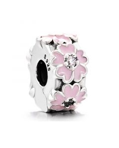 925 Sterling Silver Charms,Charms for Bracelet,Pandora Charms,Primrose Pink Enamel Clear CZ Clip Charm,Charms for Pandora Charm Bracelet