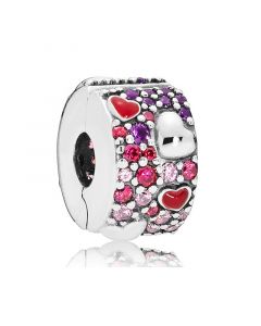 Pandora Charms,925 Sterling Silver Charms,Charms for Pandora Charm Bracelet,Charms for Bracelet,Asymmetric Hearts of Love Multicolored Clip