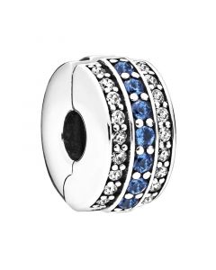 Charms for Bracelet,Pandora Charms,Charms for Pandora Charm Bracelet,925 Sterling Silver Charms,Sparkling Blue Line Clip Charm