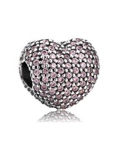 925 Sterling Silver Charms,Open My Heart Clip Pink Zirconia,Charms for Pandora Charm Bracelet,Pandora Charms,Charms for Bracelet