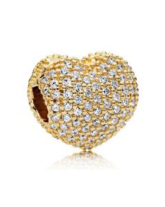 Pandora Charms,Golden Pave Open My Heart Clip,Charms for Pandora Charm Bracelet,925 Sterling Silver Charms,Charms for Bracelet