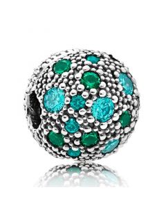 Charms for Pandora Charm Bracelet,Pandora Charms,925 Sterling Silver Charms,Cosmic Stars Clip with Green Teal Zirconia,Charms for Bracelet