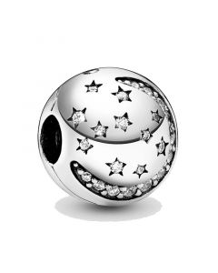 Sparkling Moon & Star Clip Charm,925 Sterling Silver Charms,Pandora Charms,Charms for Bracelet,Charms for Pandora Charm Bracelet