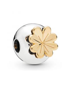Golden Shining Clover Clip,Charms for Pandora Charm Bracelet,Pandora Charms,925 Sterling Silver Charms,Charms for Bracelet