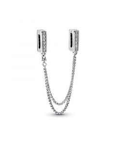Reflexions Sparkling Safety Chain Clip Charm,Charms for Pandora Charm Bracelet,Charms for Bracelet,Pandora Charms,925 Sterling Silver Charms