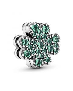 Pandora Charms,Charms for Bracelet,Reflexions Pavé Four Leaf Clover Clip,Charms for Pandora Charm Bracelet,925 Sterling Silver Charms