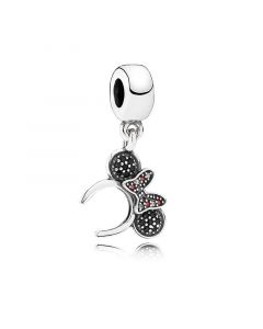Charms for Bracelet,925 Sterling Silver Charms,Charms for Pandora Charm Bracelet,Pandora Charms,Minnie Headband with Black CZ