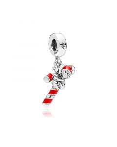 Pandora Charms,Charms for Bracelet,Charms for Pandora Charm Bracelet,925 Sterling Silver Charms,Santa Mickey’s Candy Cane Dangle
