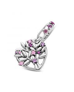 Charms for Pandora Charm Bracelet,Charms for Bracelet,925 Sterling Silver Charms,Pandora Charms,Pink Heart Family Tree Dangle Charm