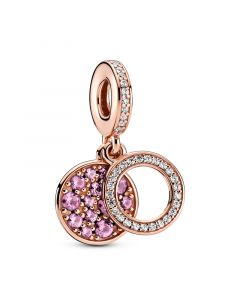 Charms for Bracelet,925 Sterling Silver Charms,Charms for Pandora Charm Bracelet,Rose Sparkling Pink Disc Dangle,Pandora Charms