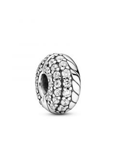 925 Sterling Silver Charms,Pandora Charms,Charms for Bracelet,Charms for Pandora Charm Bracelet,Pavé Snake Chain Pattern Clip Charm