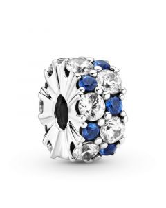 Pandora Charms,925 Sterling Silver Charms,Charms for Bracelet,Clear & Blue Sparkling Clip,Charms for Pandora Charm Bracelet