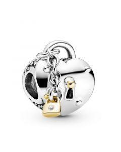 925 Sterling Silver Charms,Charms for Pandora Charm Bracelet,Charms for Bracelet,Two-Tone Heart Lock Charm,Pandora Charms