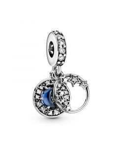 Charms for Bracelet,Night Sky Crescent Moon Stars Dangle Charm,925 Sterling Silver Charms,Charms for Pandora Charm Bracelet,Pandora Charms