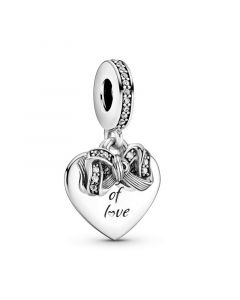 Charms for Bracelet,Pandora Charms,925 Sterling Silver Charms,Bow & Love Heart Dangle Charm,Charms for Pandora Charm Bracelet