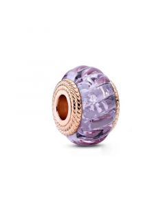 Rose Wavy Purple Murano Glass Charm,Charms for Bracelet,925 Sterling Silver Charms,Charms for Pandora Charm Bracelet,Pandora Charms